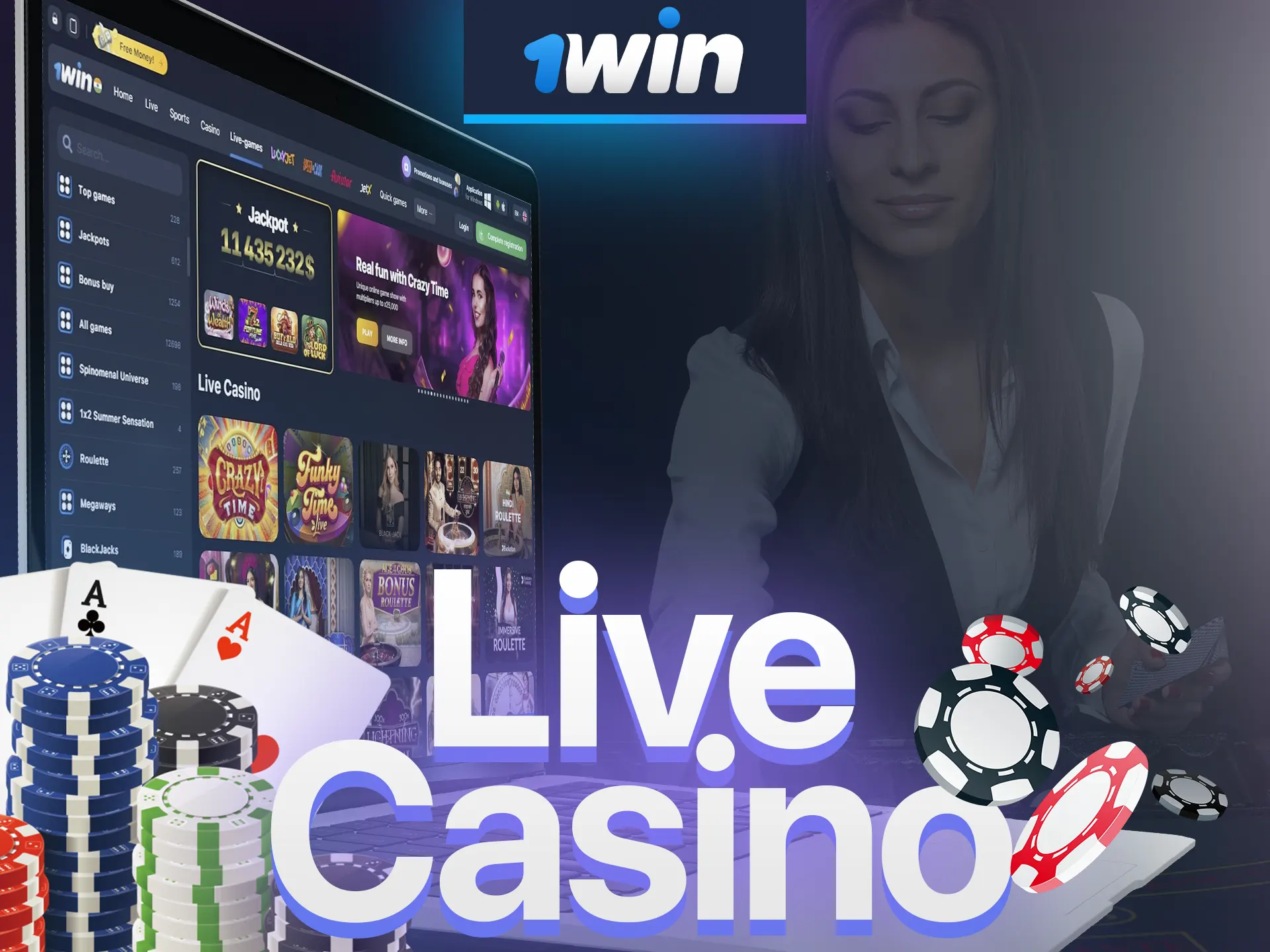 In the Live Casino section of the 1win website, players can interact with live dealers in real-time.