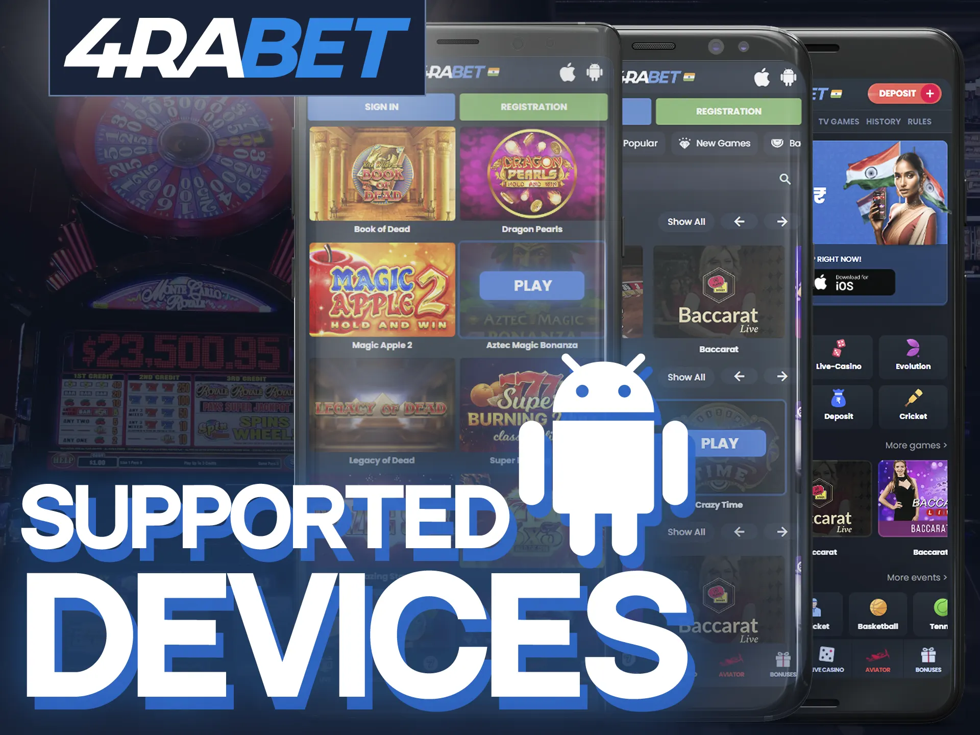 Bet on sports and play casino games with 4Rabet from your Android mobile device.