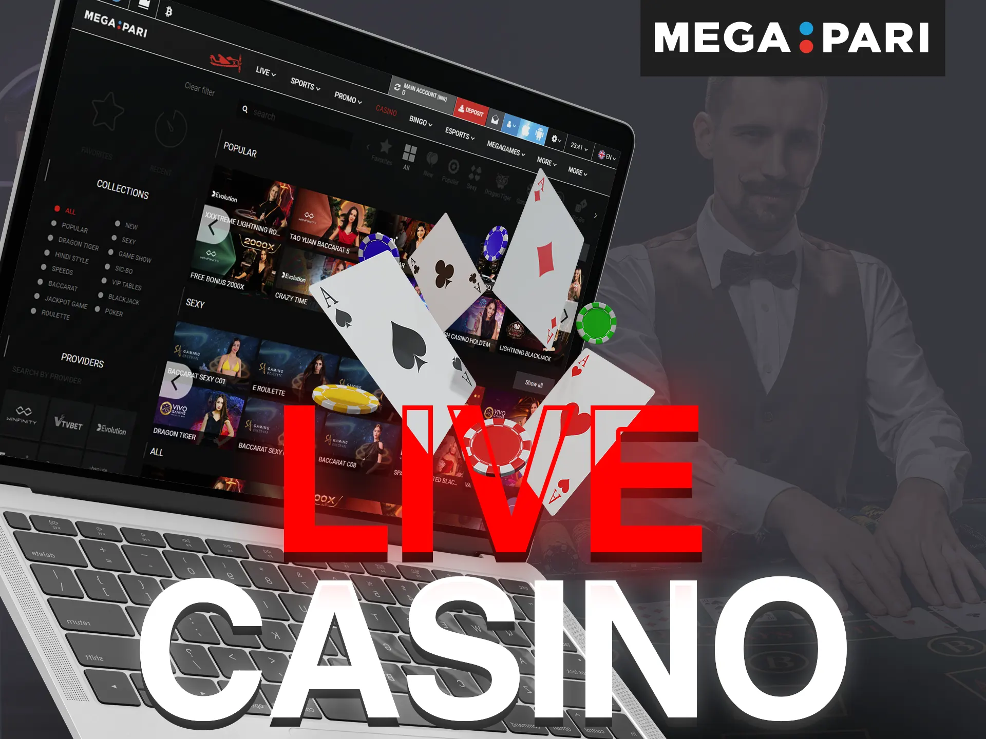 At Megapari live casino, players can interact with live dealers in real time.