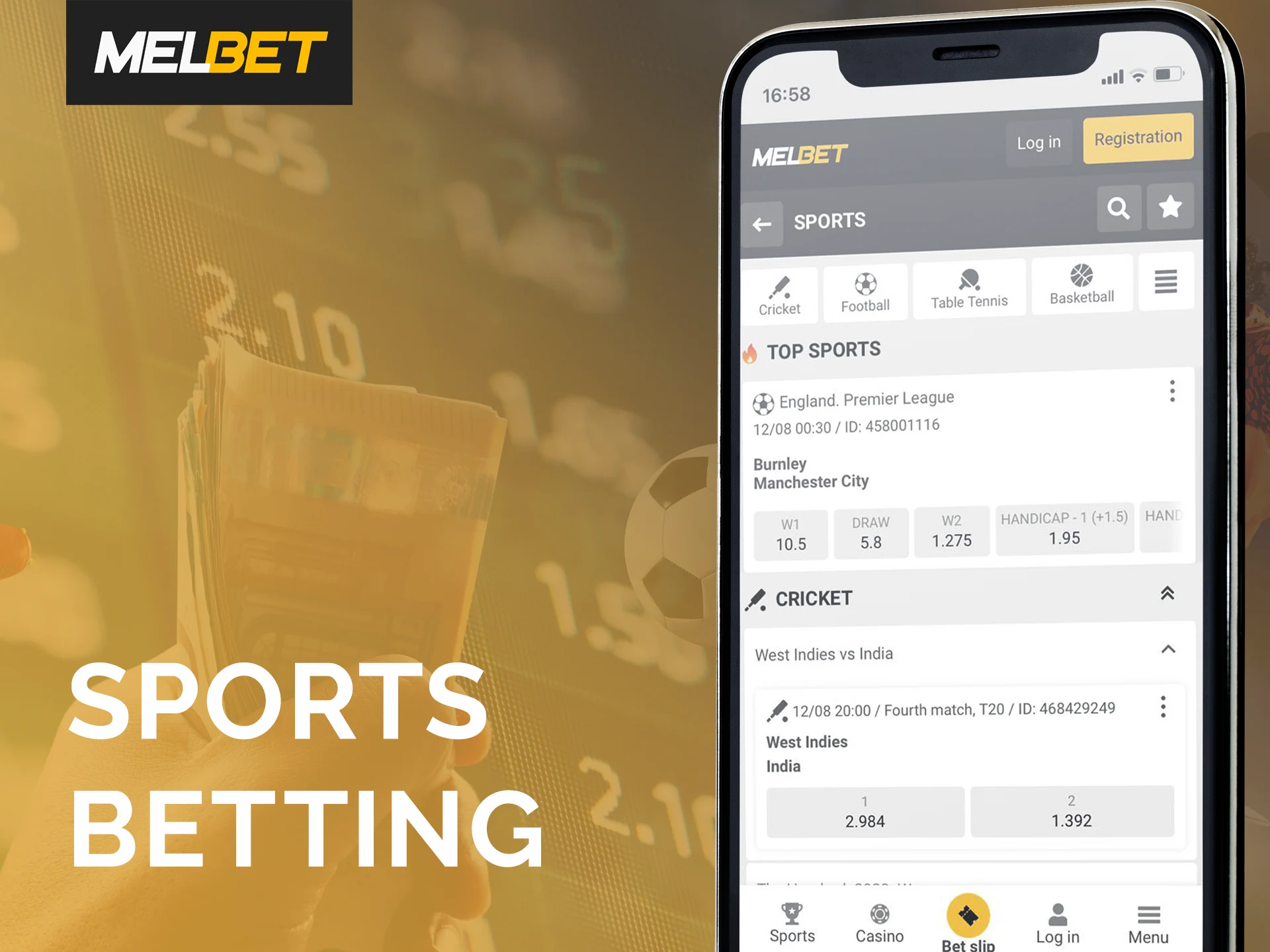 Make bets on your favorite sports.
