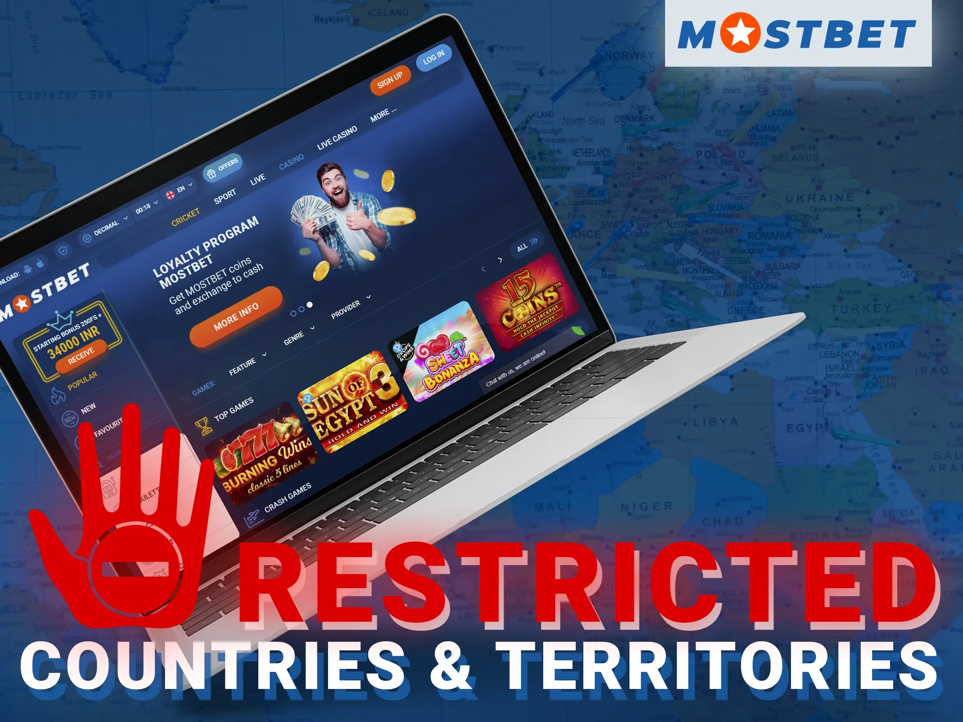 Several countries have imposed restrictions on accessing the Mostbet casino site.
