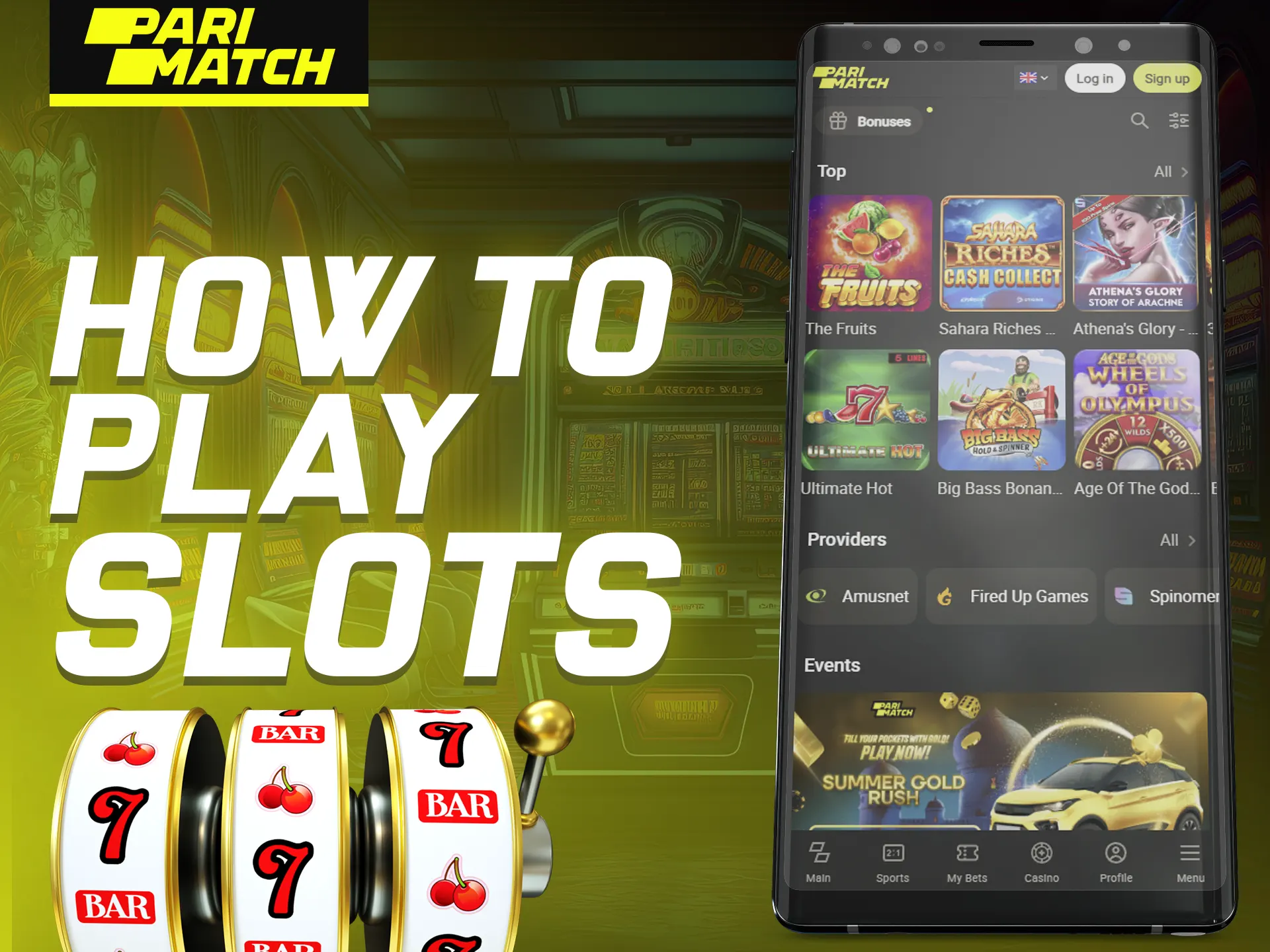 Follow the instructions and play slots at Parimatch.