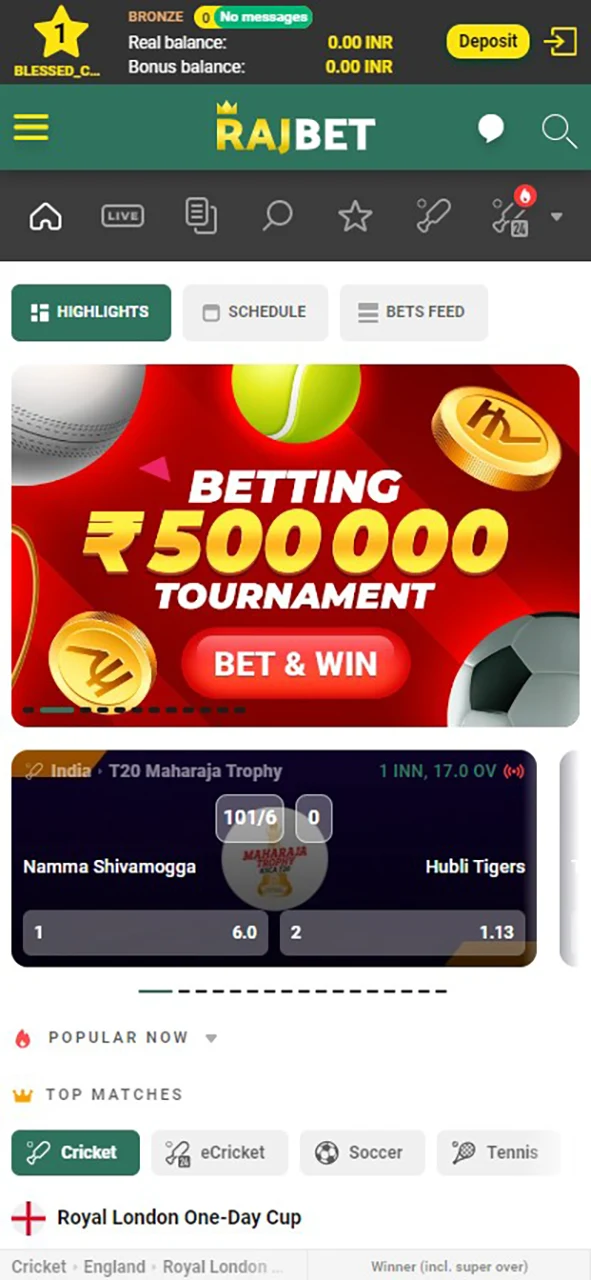 Place your sporting bets on the Rajbet mobile app.