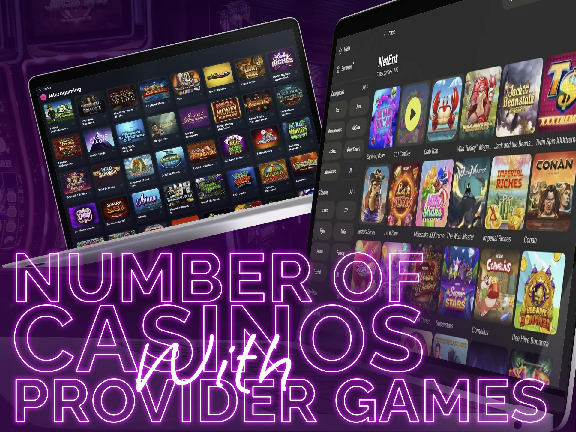 Games of each provider can be played in different casinos.