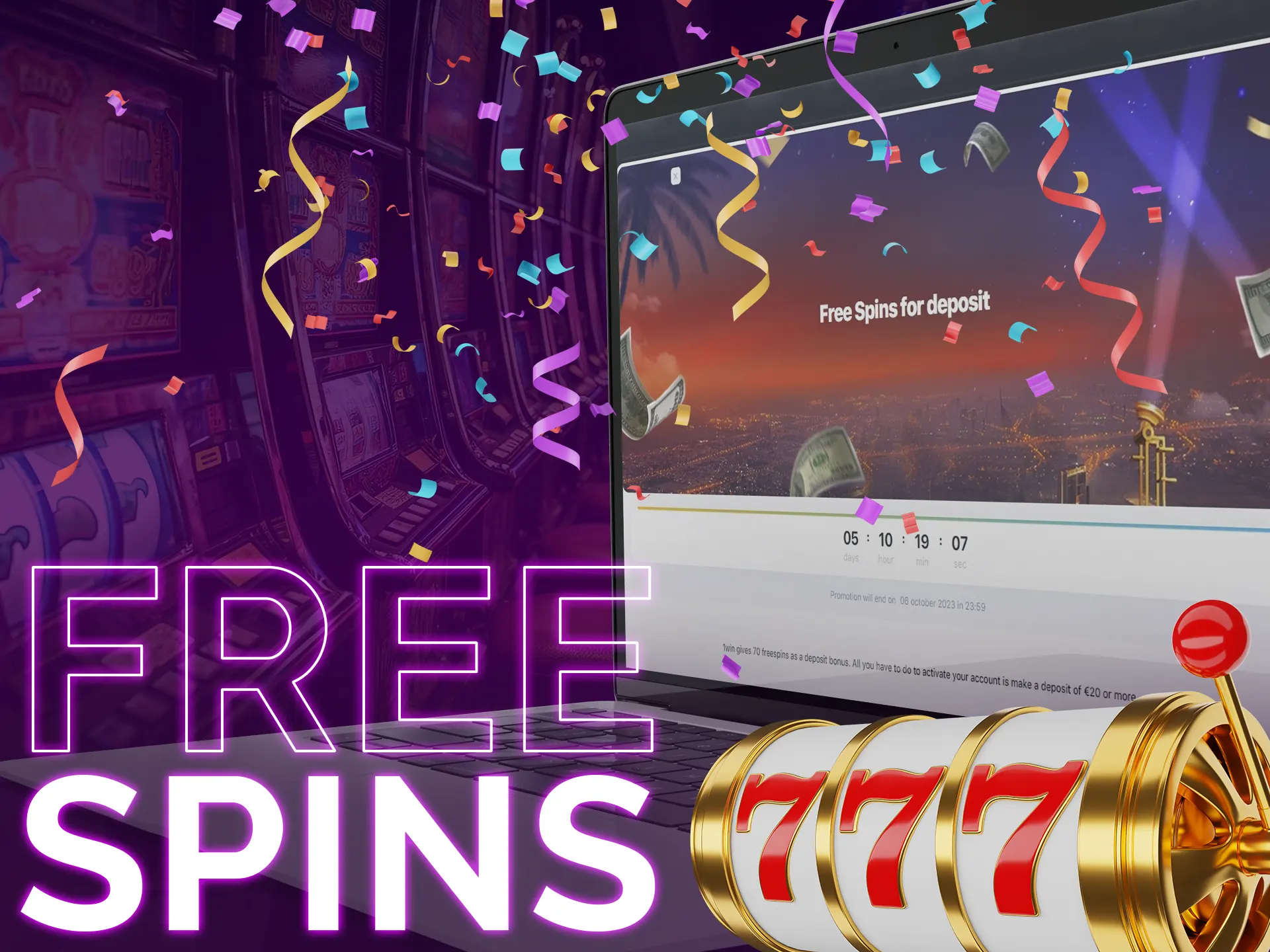 Get free spins as a part of live casino bonus.