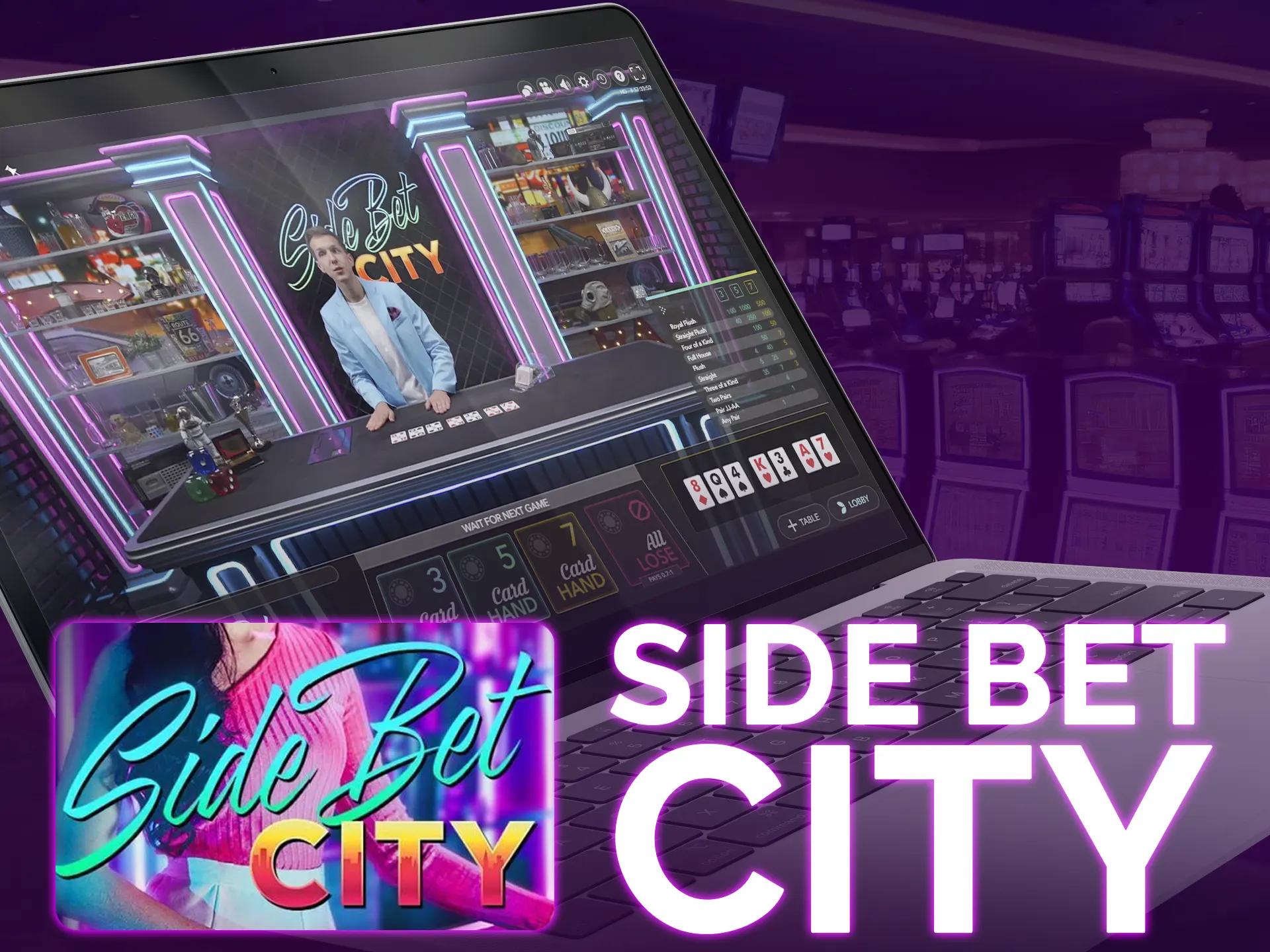 Side Bet city it`s a live dealer poker variation in a 80s-themed European studio. Exciting, high-quality gameplay.