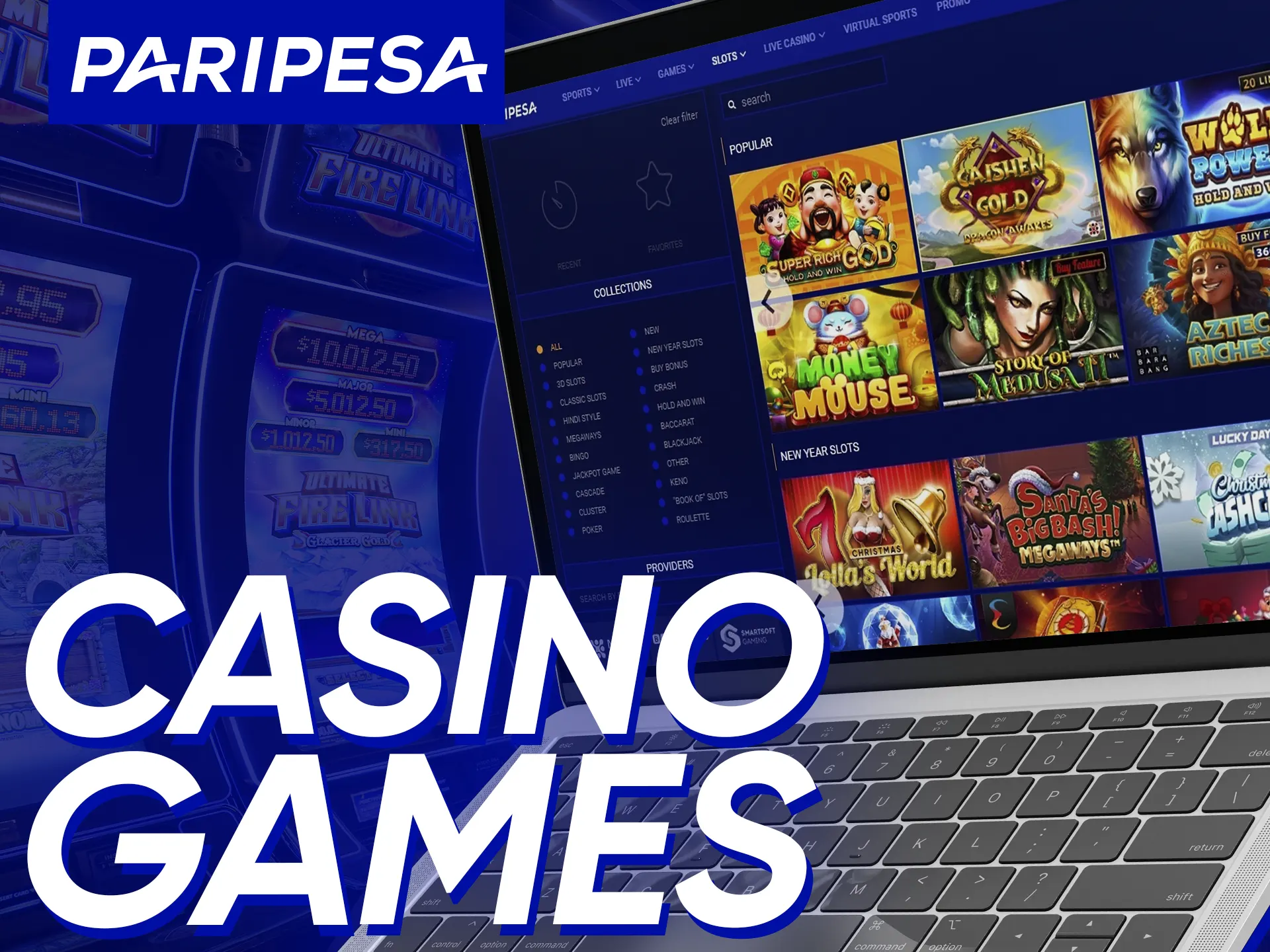 Paripesa Games: 111+ providers, diverse slots with various themes, features, and mechanics.