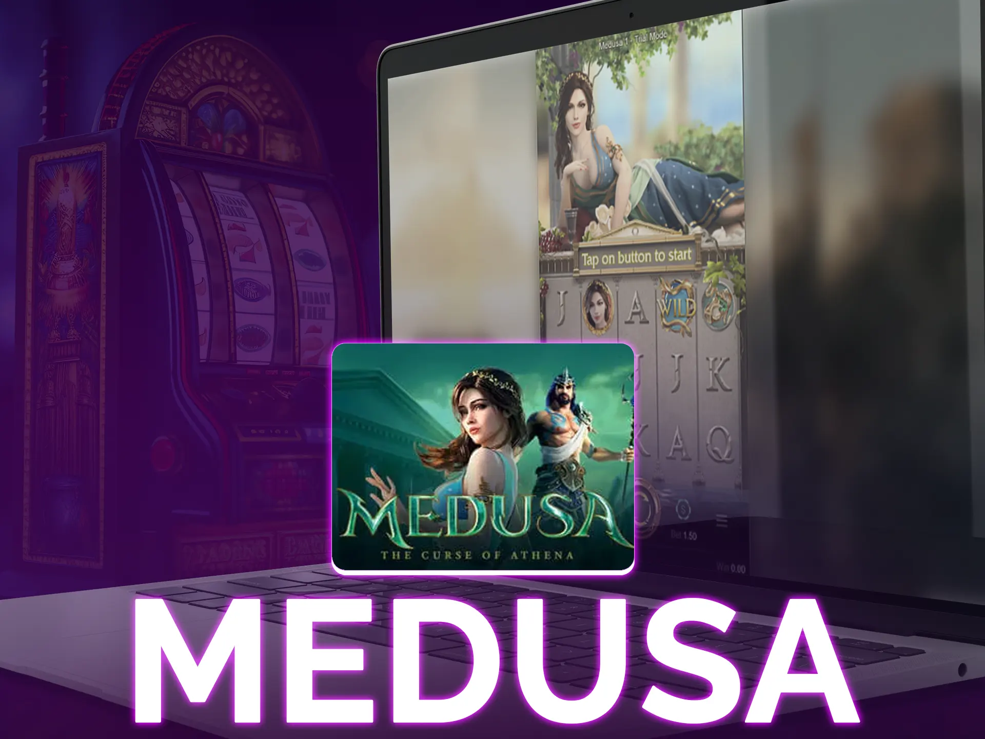 Medusa it`s a greek-themed slot with Medusa, Athena, and free spins on 5 reels.
