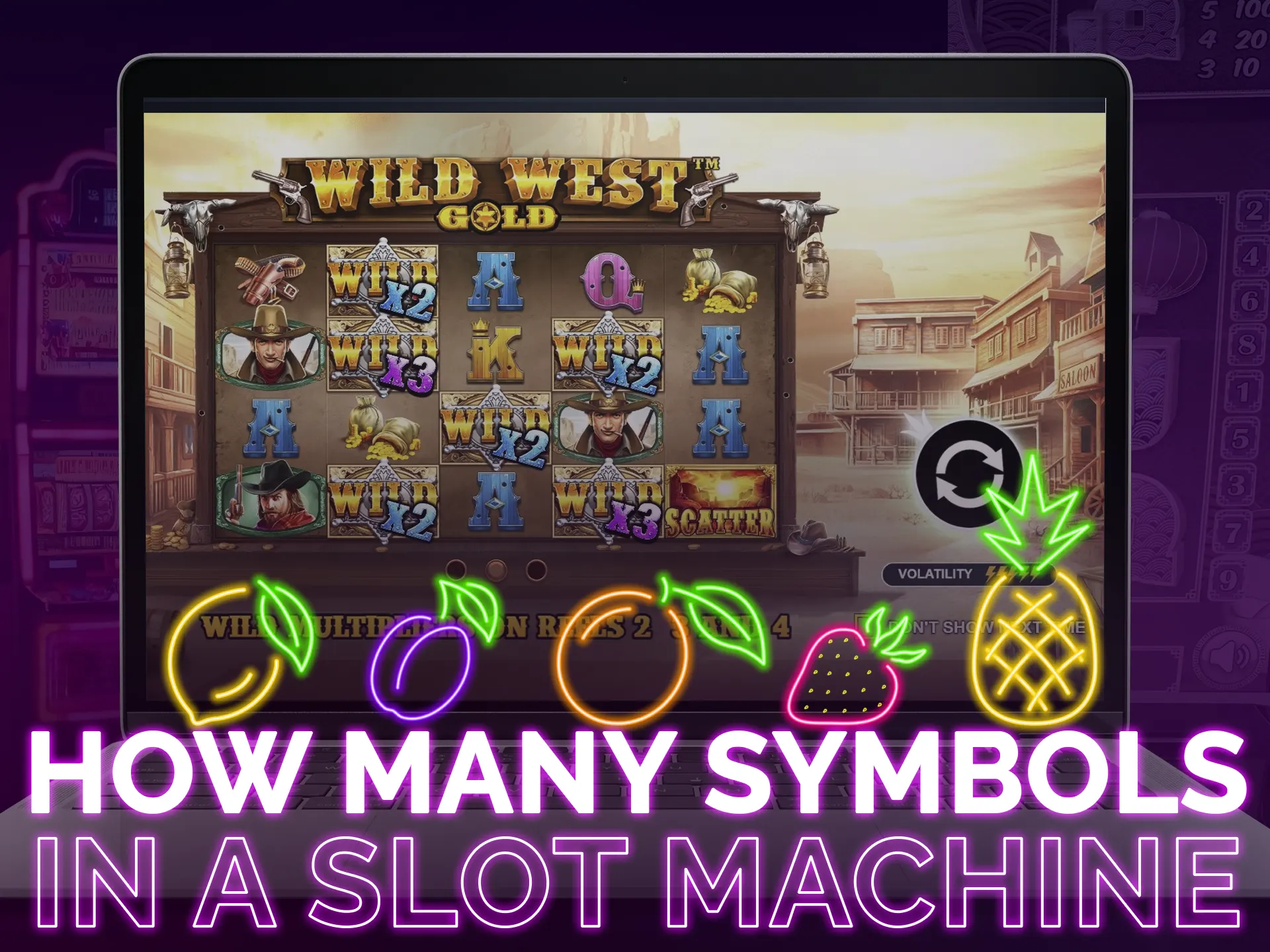 Slot machines vary in symbols, with unique ones usually around 15.