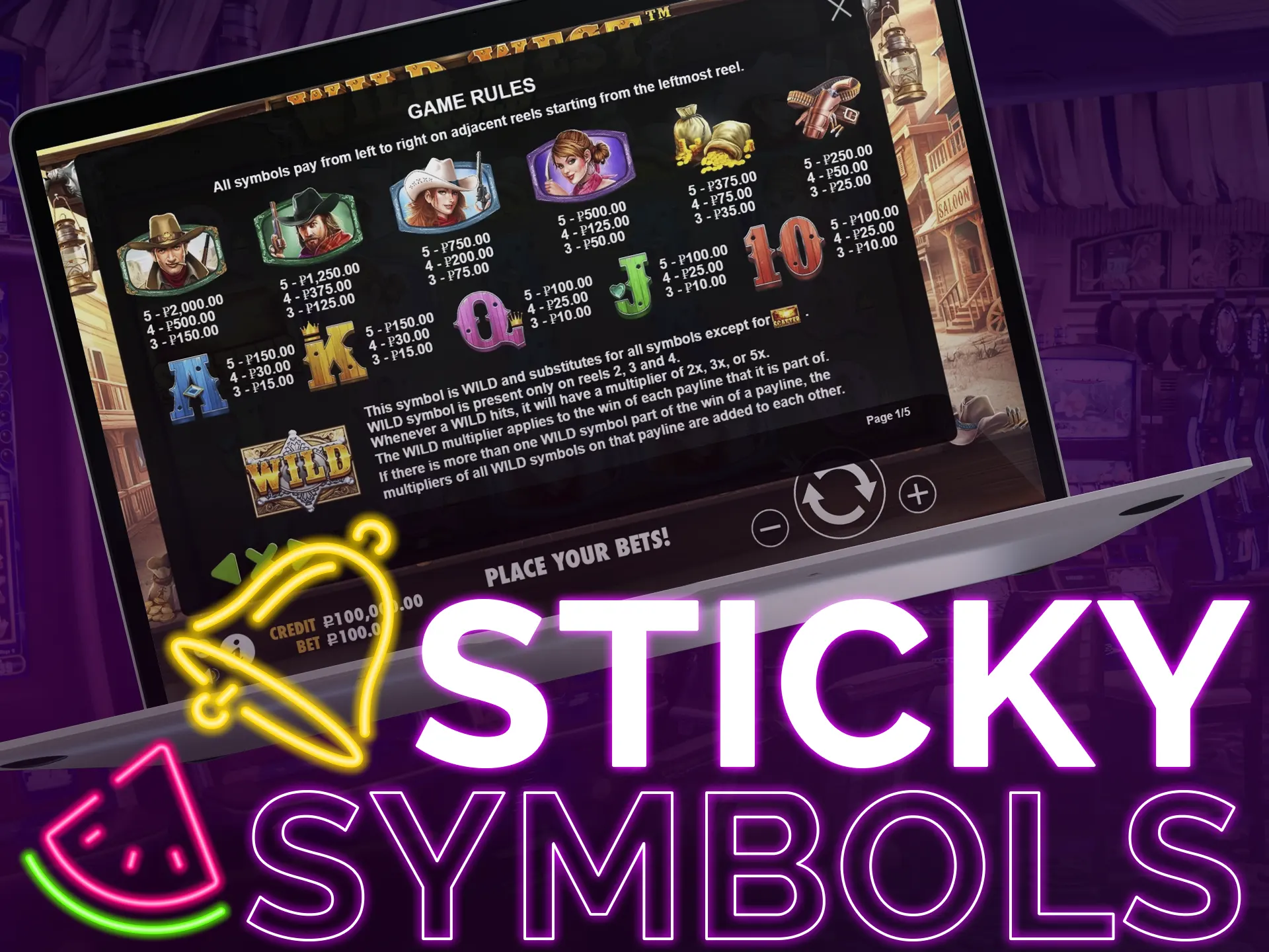 Sticky symbols stay for multiple spins, common in free spins.