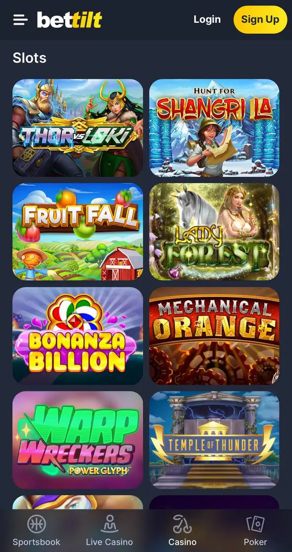 Slot games in the Bettilt app.