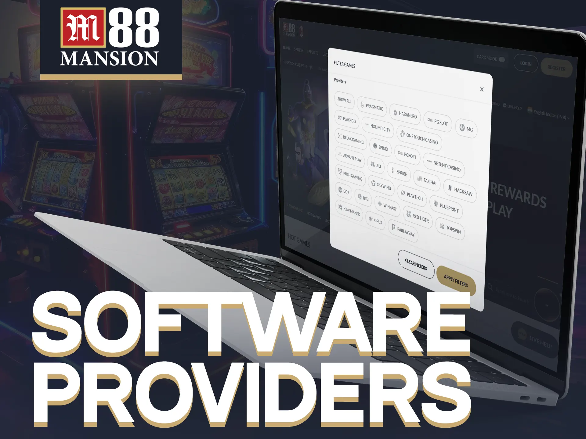 M88 offering games from top gambling software providers.