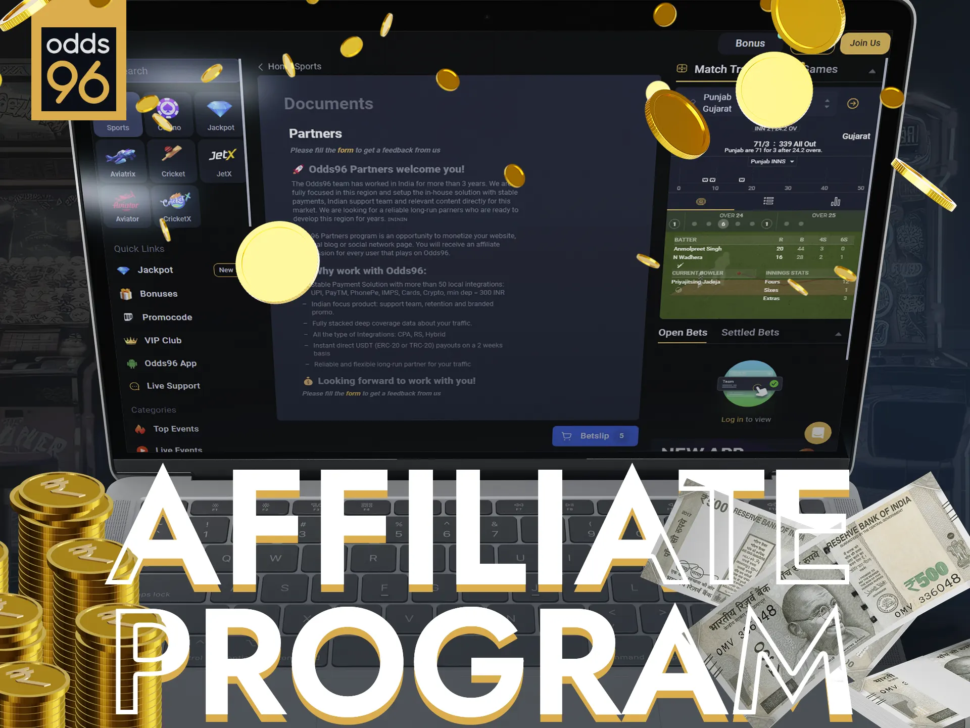 Join Odds96 affiliate program and earn commissions.