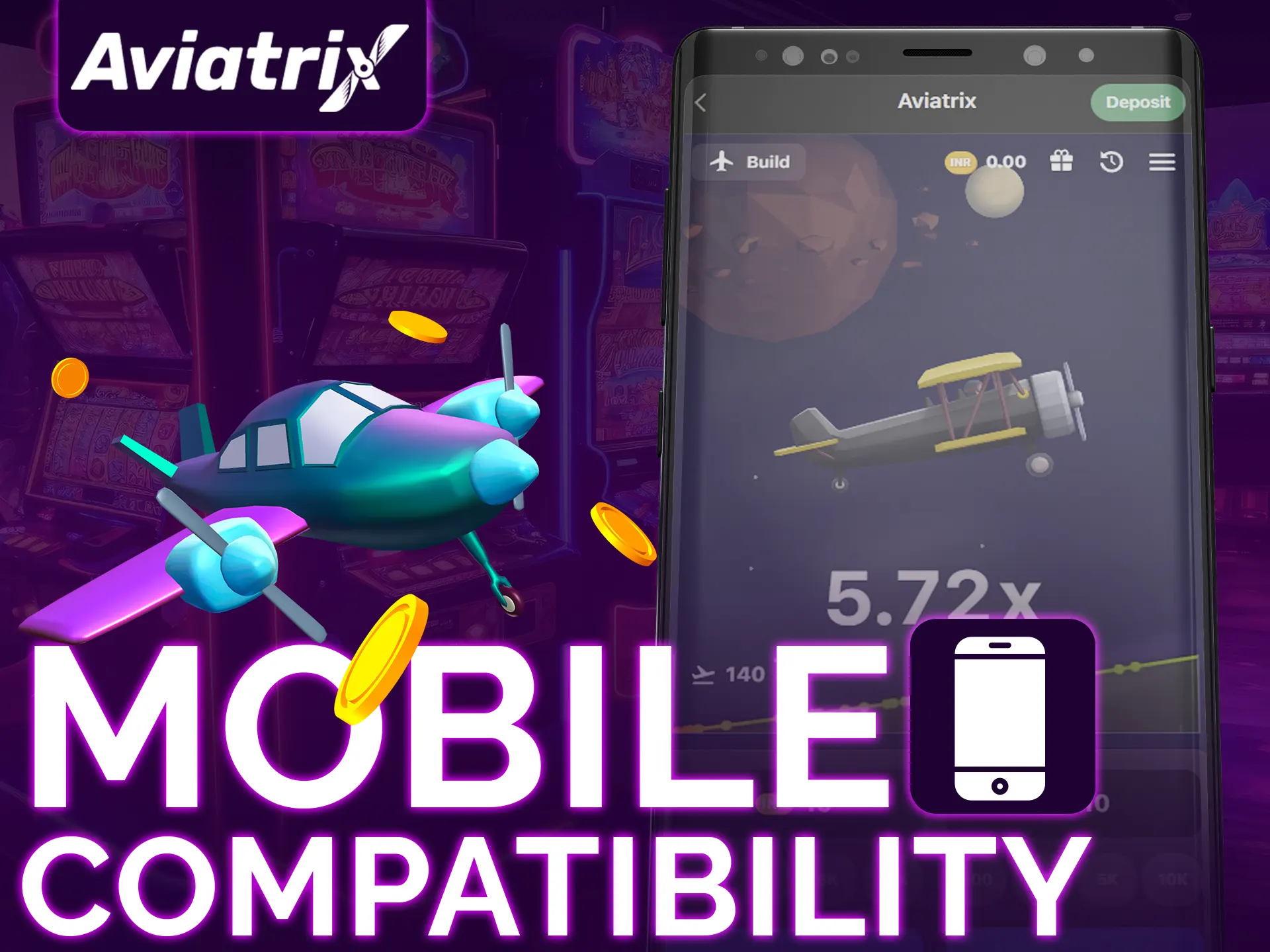 Aviatrix game is compatible with mobile devices.