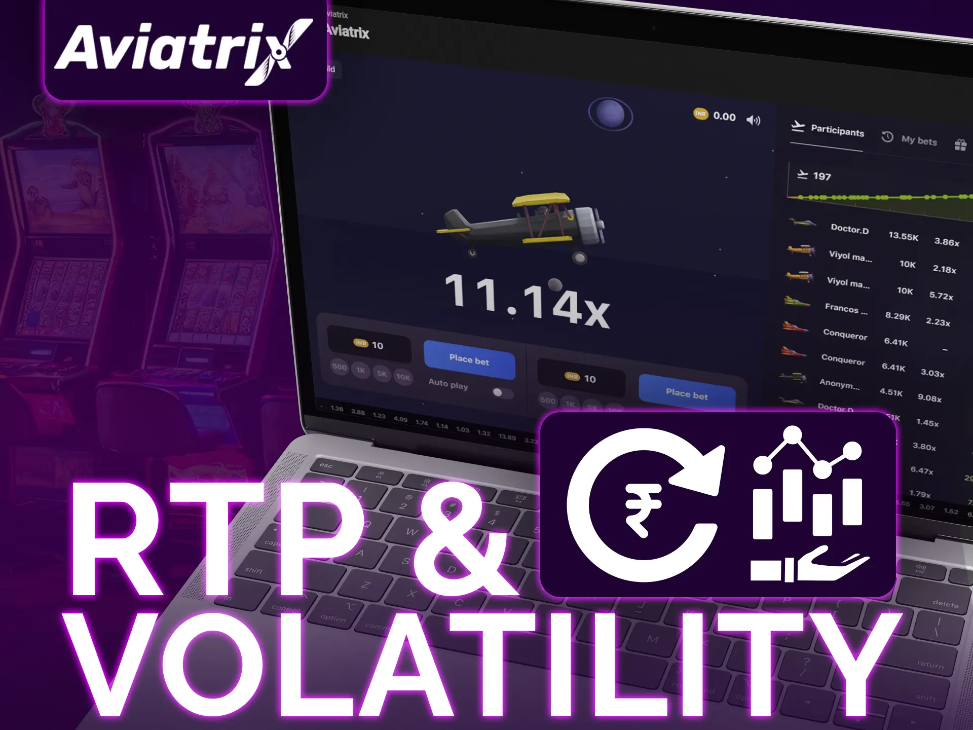 Aviatrix game has around 97% RTP, with volatility increasing over time.