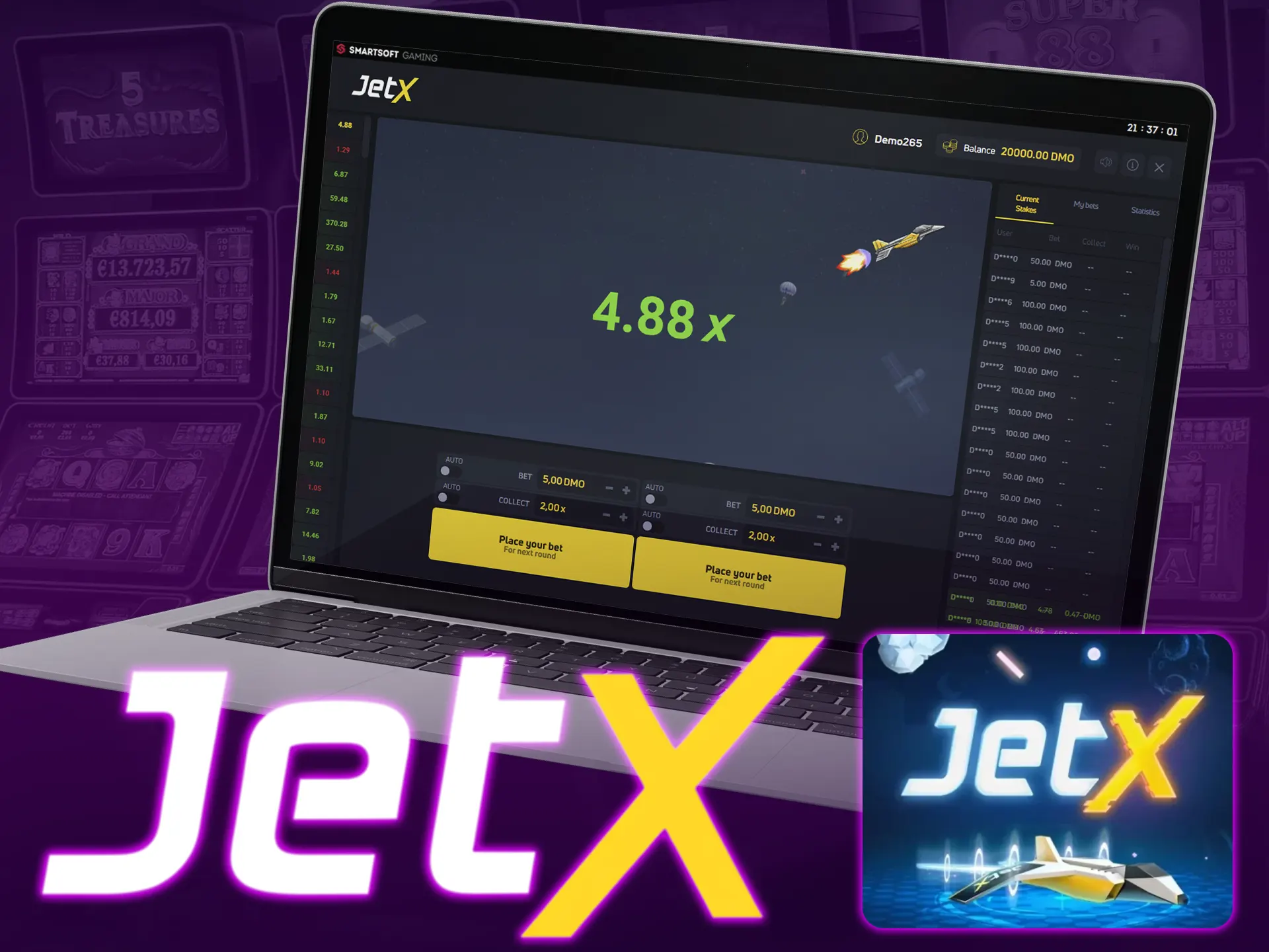 Jet X offers thrilling aviation-themed gaming with flexible betting.