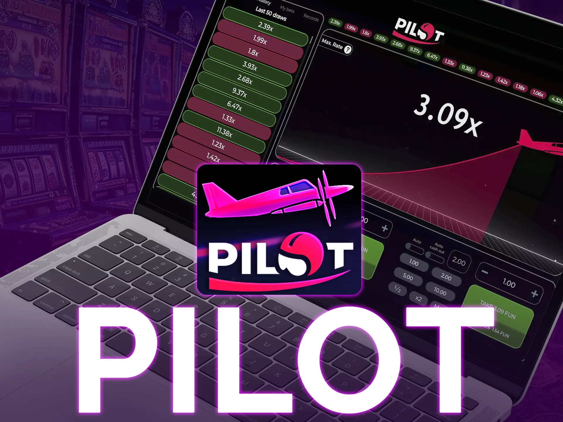 Enjoy Pilot, a Crash game with diverse betting options.