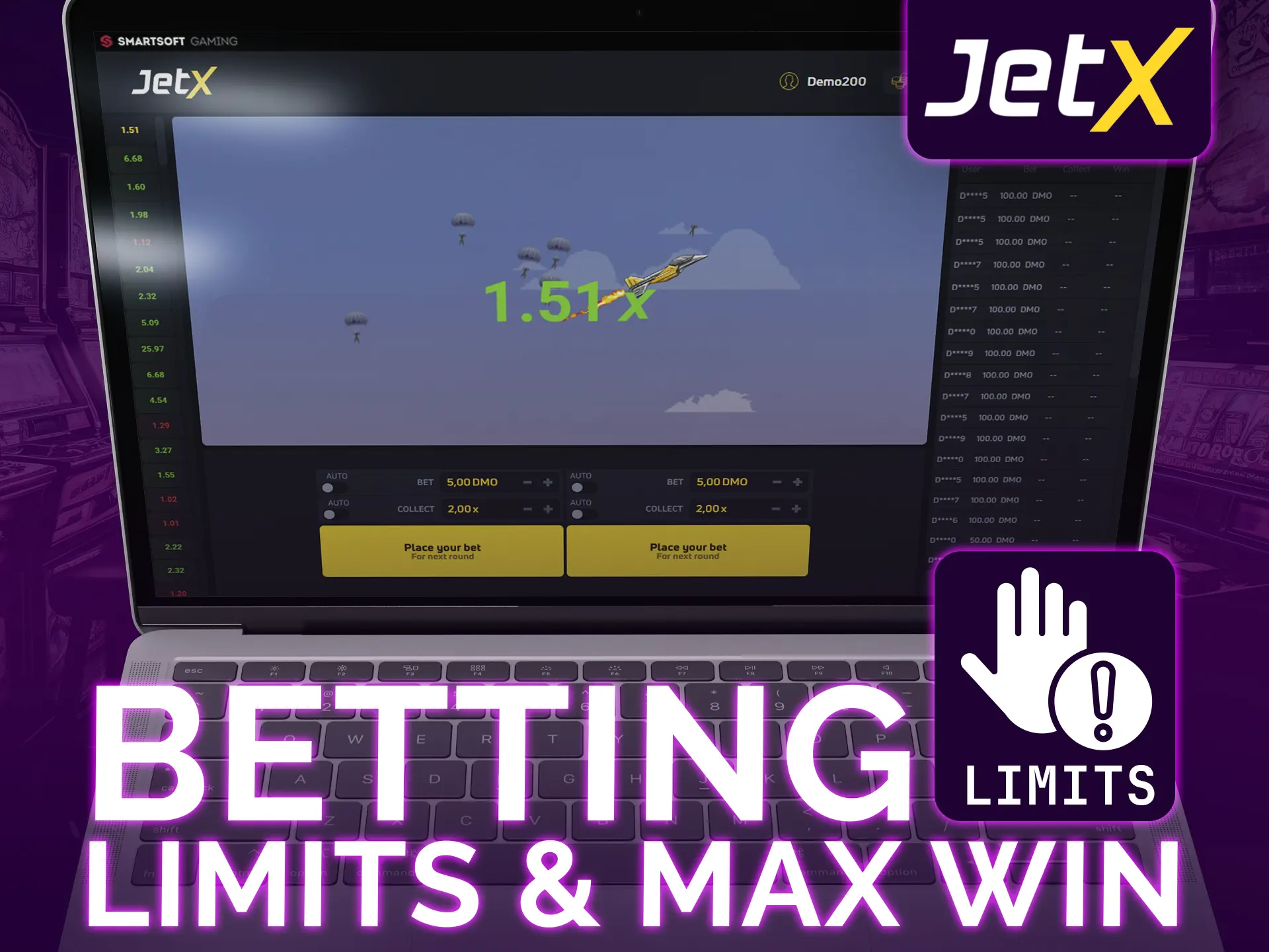 Jet X offers flexible betting and limitless winnings.
