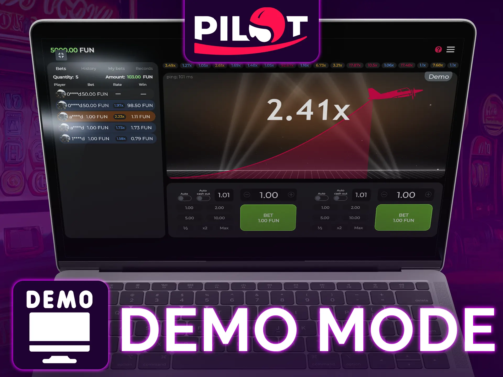 Try Pilot demo to practice risk-free gameplay.