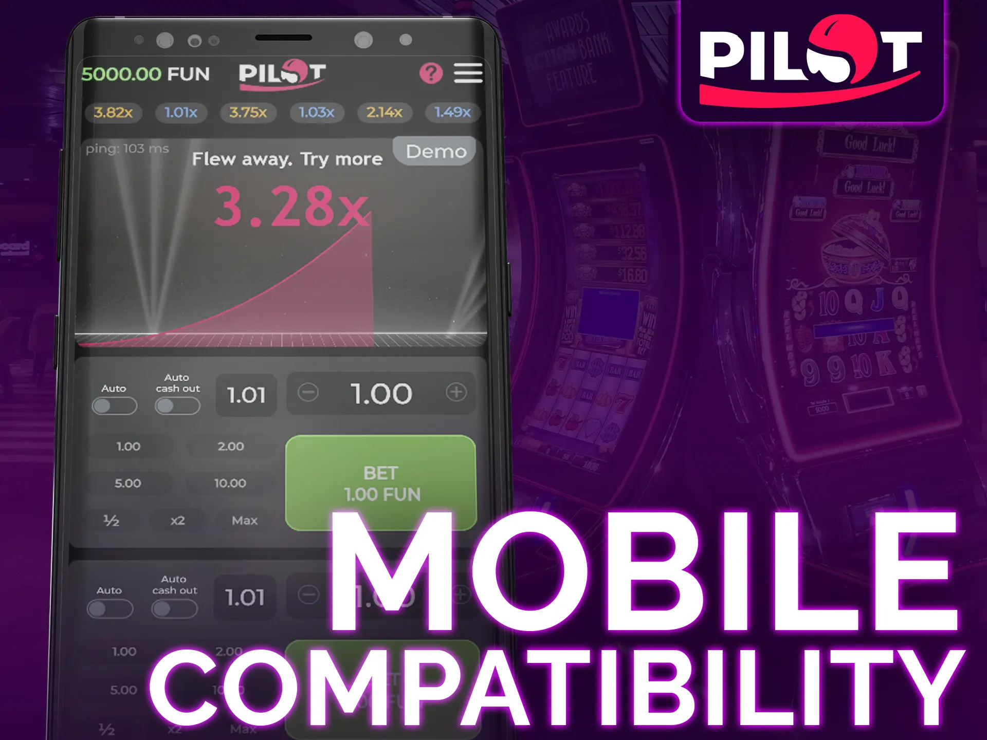 Pilot is mobile-friendly for gaming convenience.