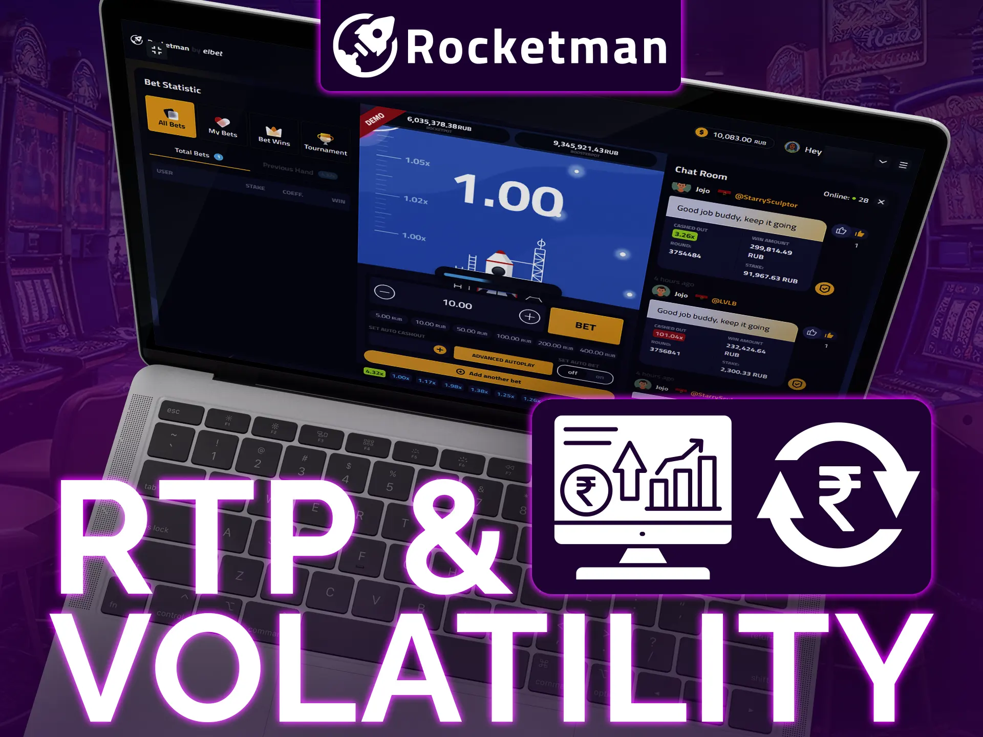 Rocketman provides high RTP, adjustable volatility for big wins.