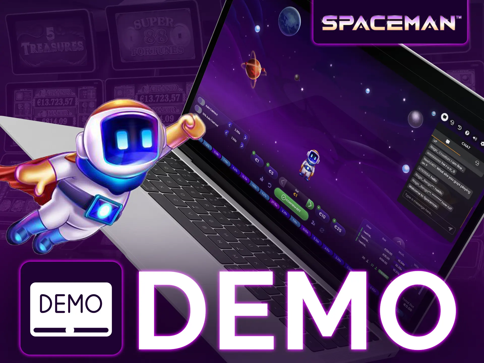 Try Spaceman demo for free, practice before playing.