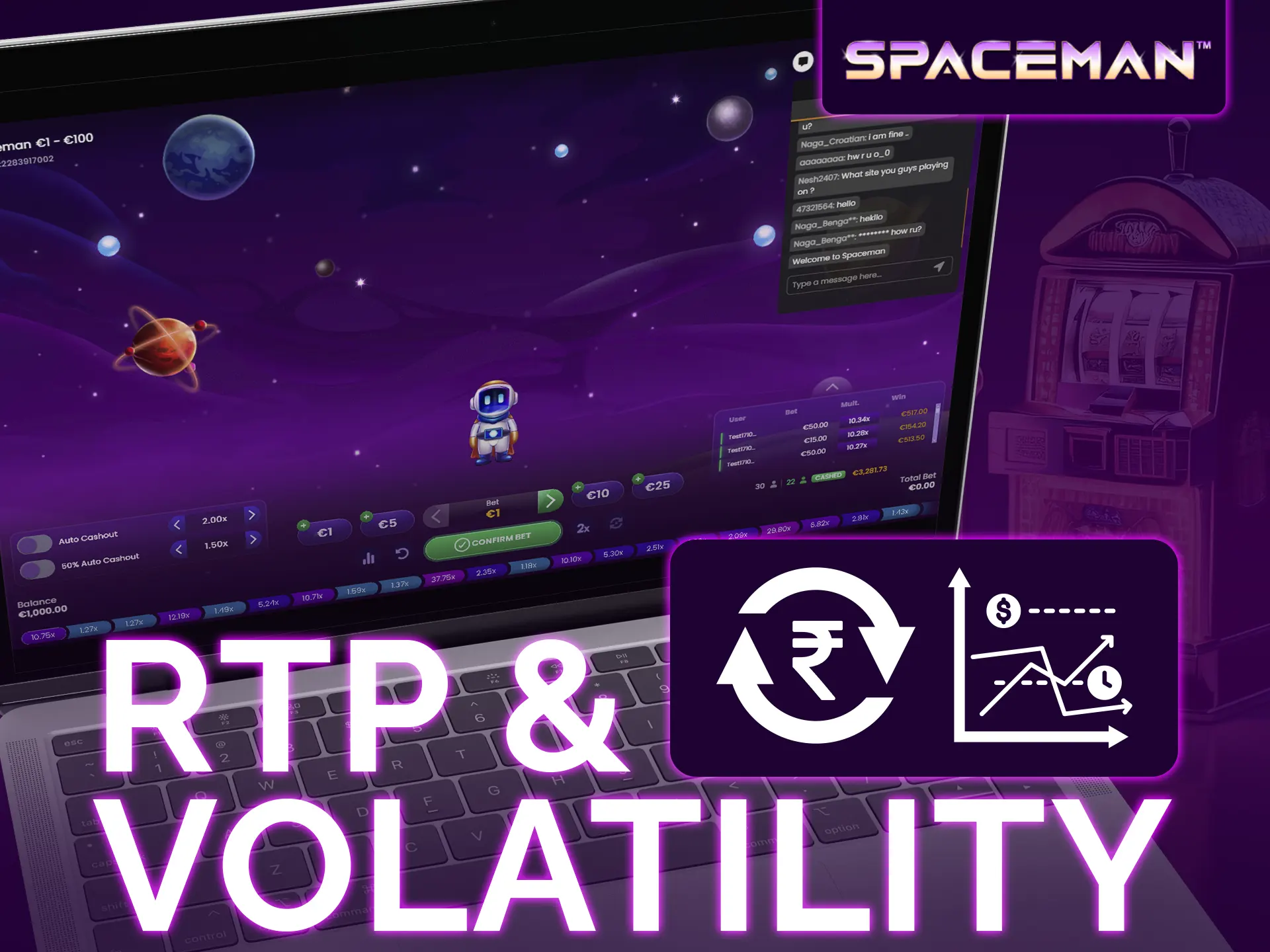 Spaceman offers medium risk with 96% RTP.