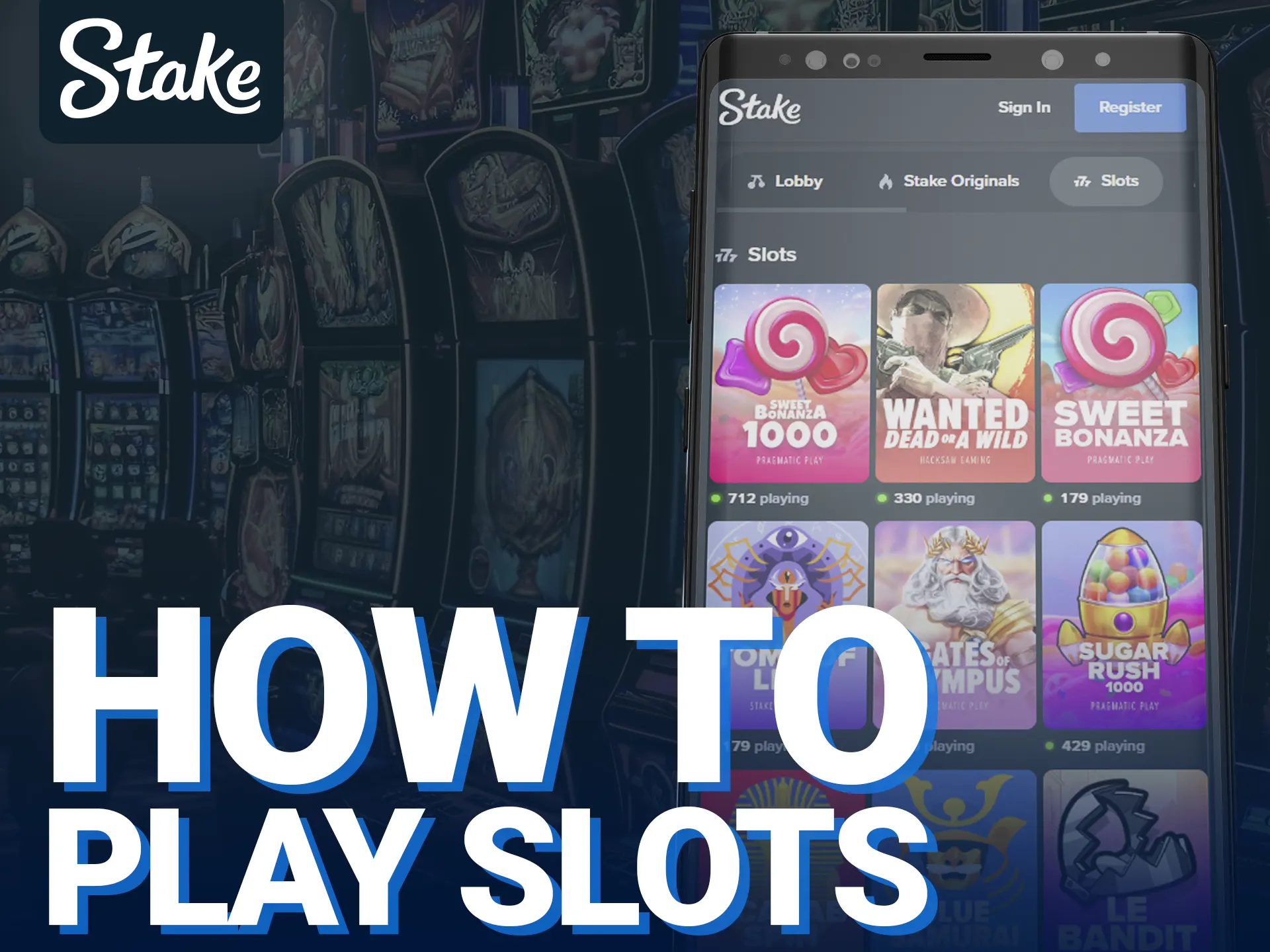 Play slots on Stake app in five steps.