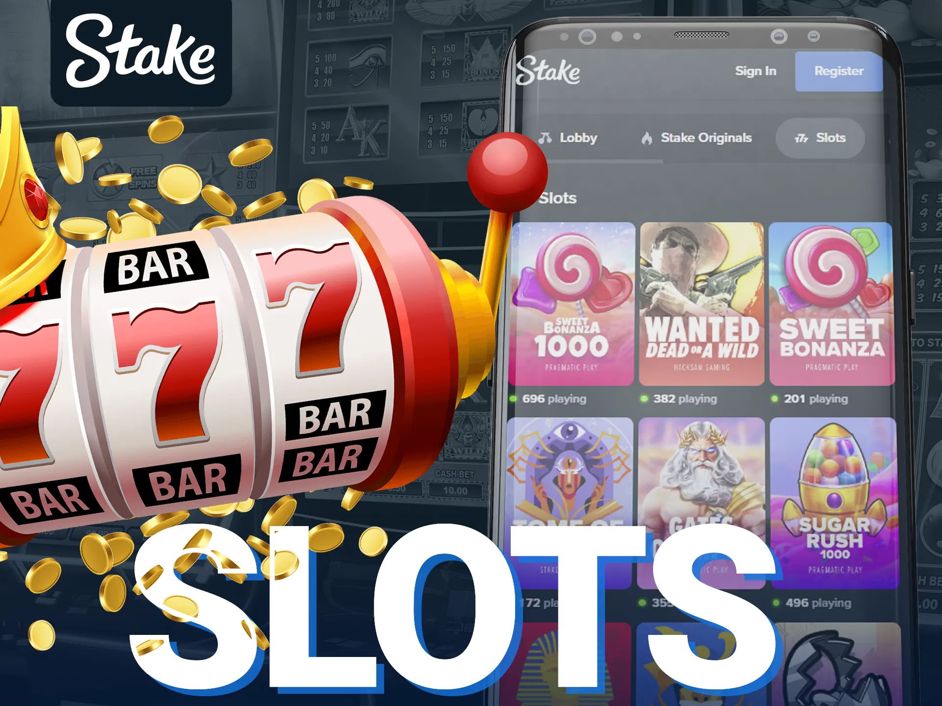 Stake app offers diverse and immersive slots.