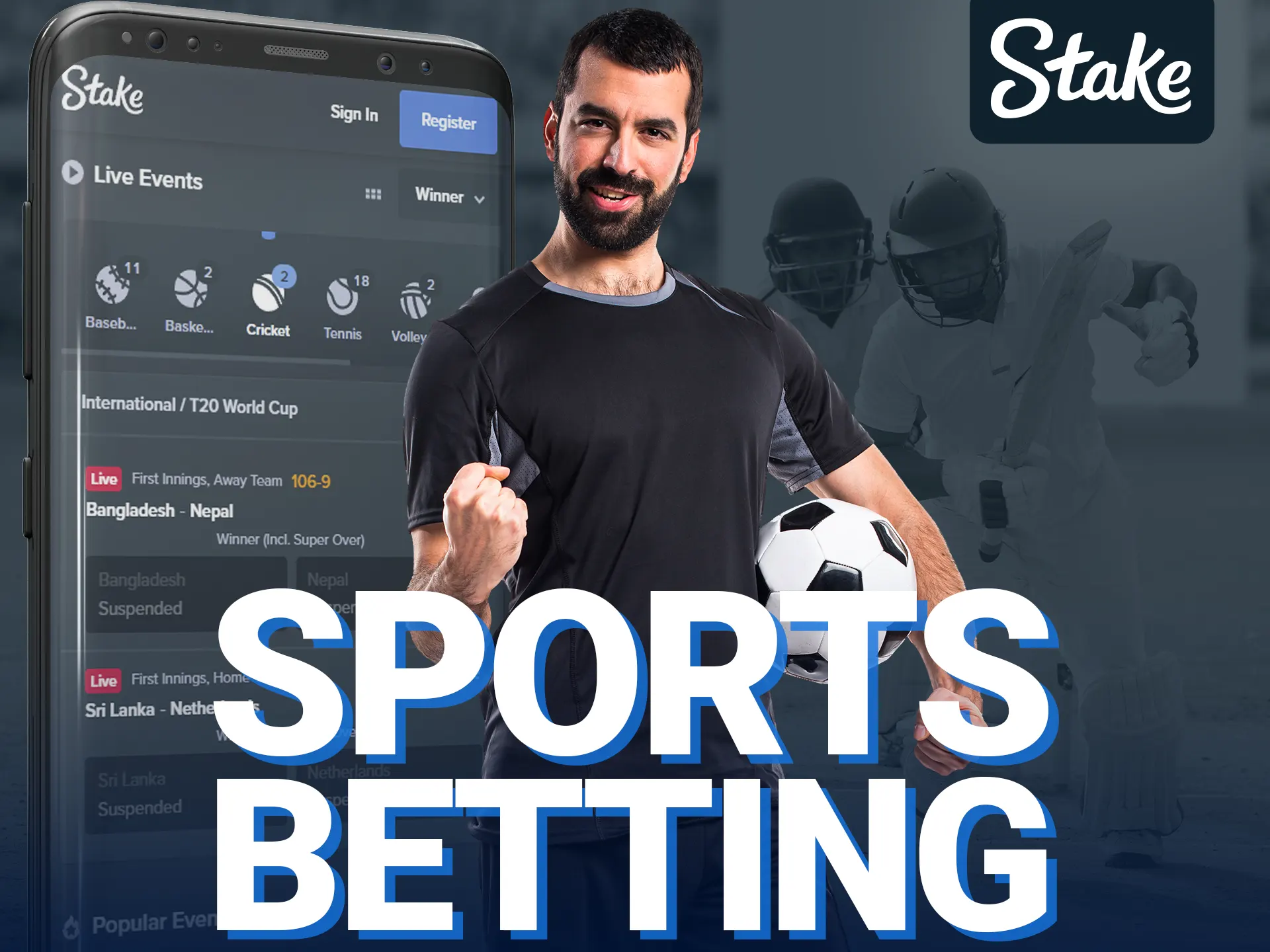 Stake app offers comprehensive sports and esports betting.