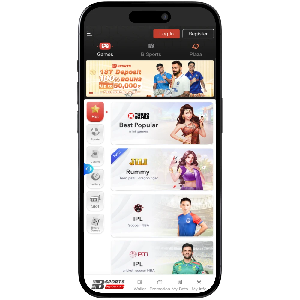 Download BSport Casino app for android and ios and play slots.