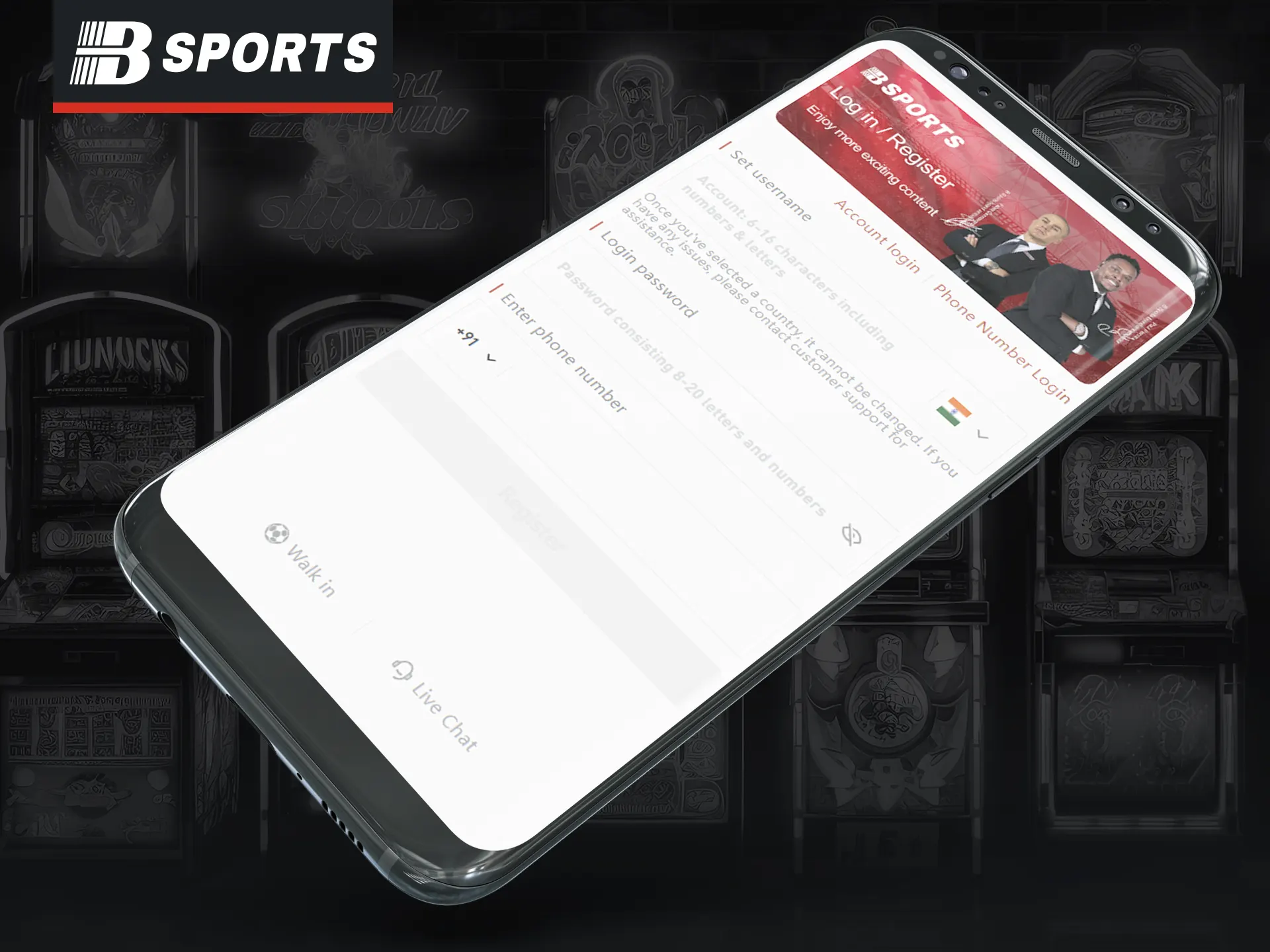 Register on BSports app to access all features.