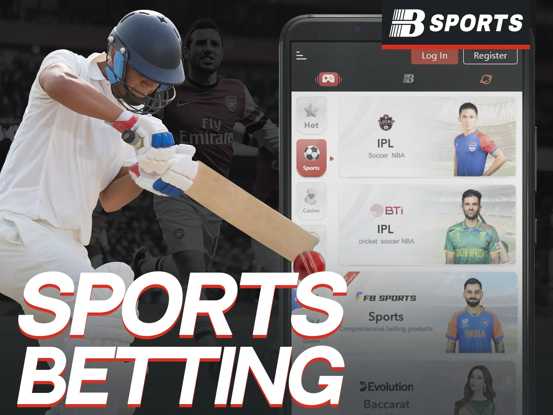 BSports app offers sports betting on 30+ sports with live options.