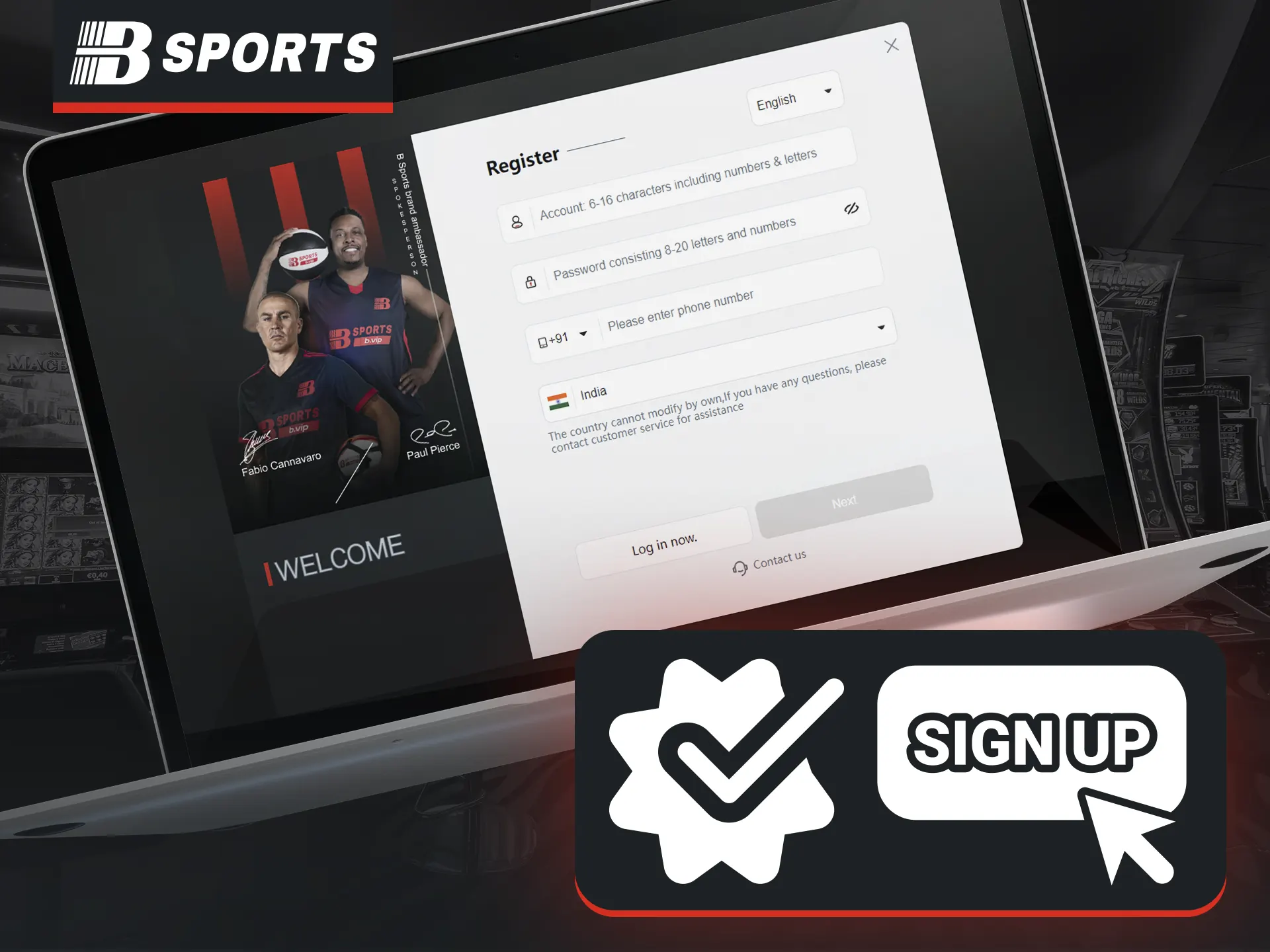 Register and verify on BSports to access features.