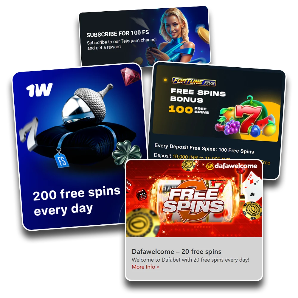 Enjoy best free spins bonuses for slots.