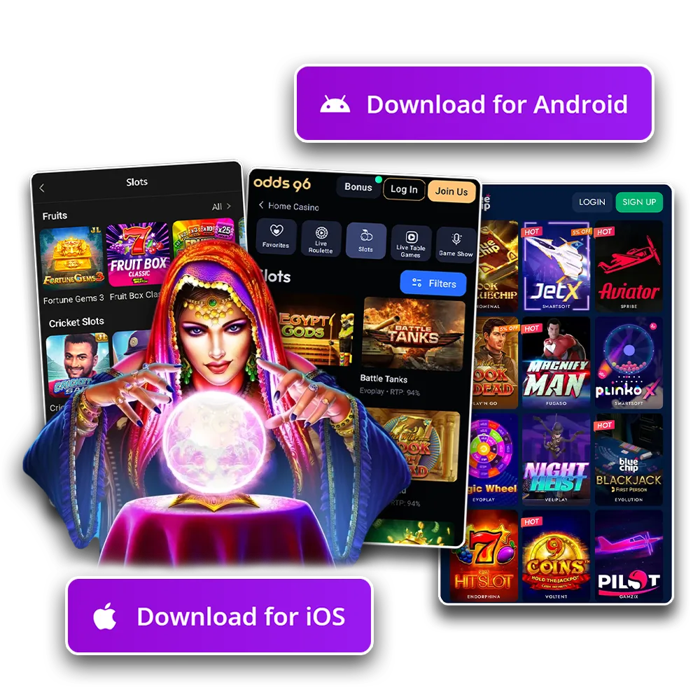 A selection of online casino apps for playing slots.