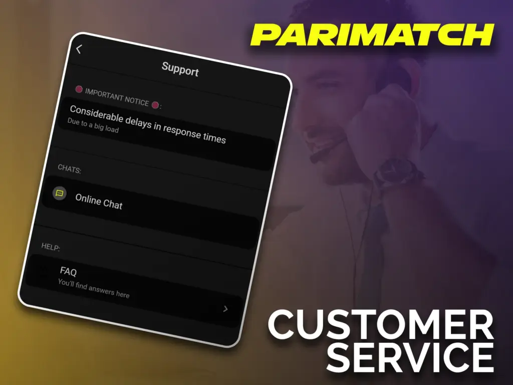 Contact Parimatch customer service if you have any questions.