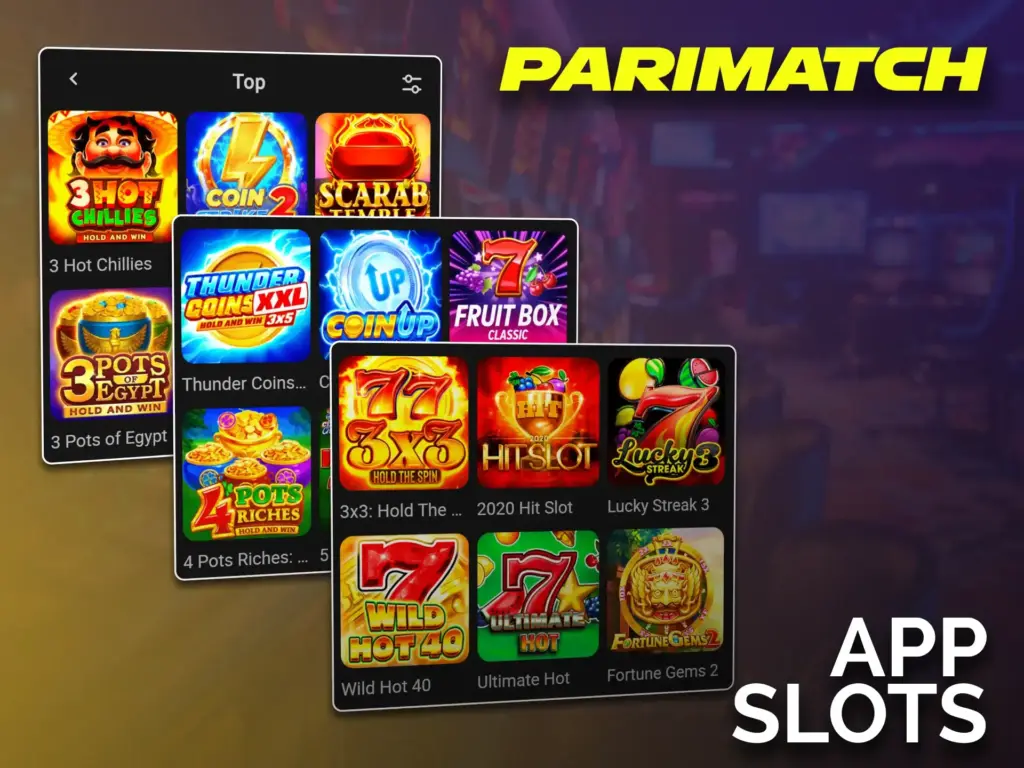 Play slots on the Parimatch mobile app.