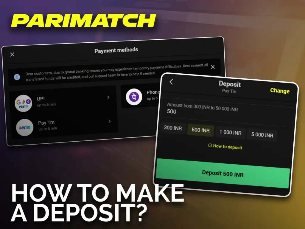 Make your first deposit at Parimatch.