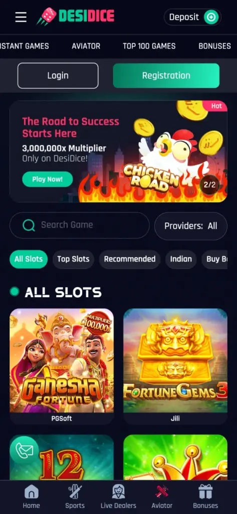 Spin popular slots in the Desidice app and play anytime.