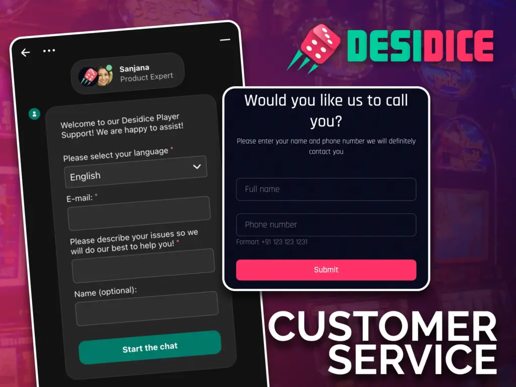 Contact Desidice support quickly via live chat, Telegram, or email.