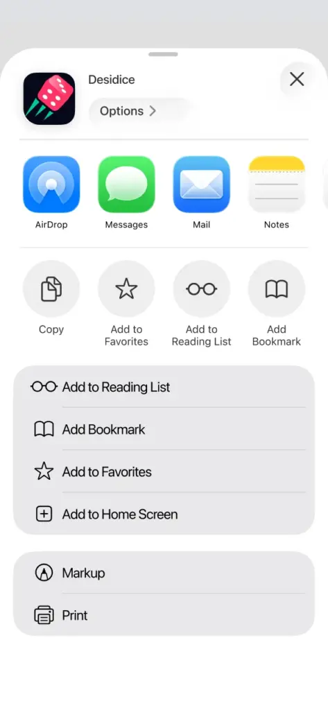 Add the Desidice icon to your home screen for quick access.