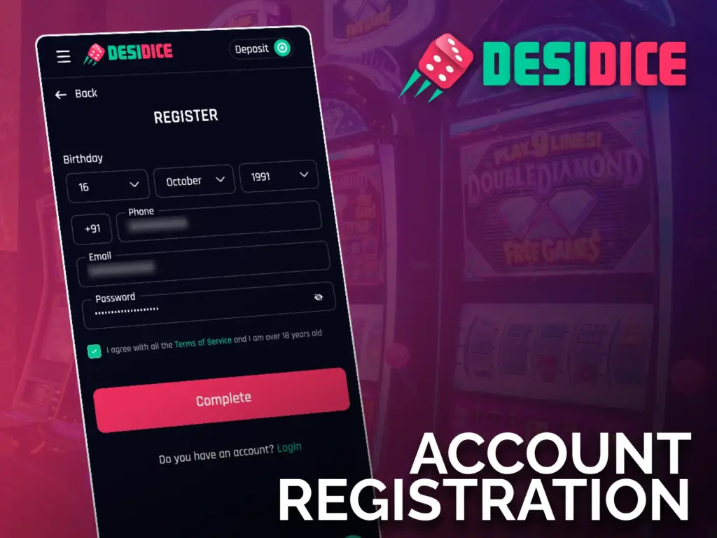 Open the Desidice registration form and create your account today.