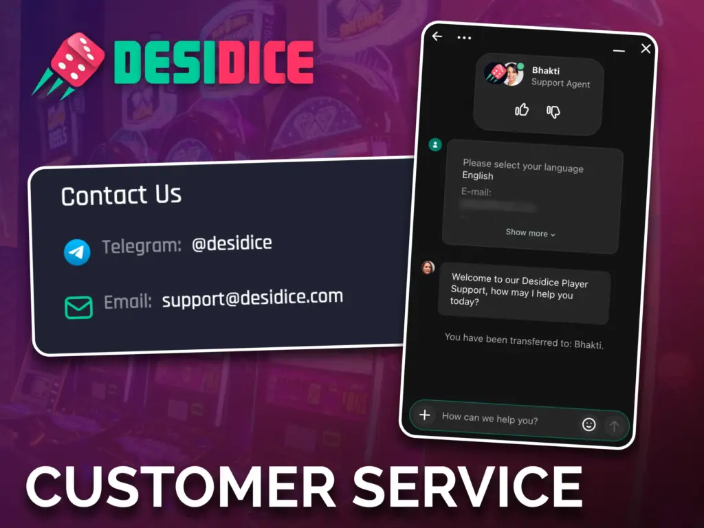 Contact Desidice support through live chat, email, or Telegram for quick help.