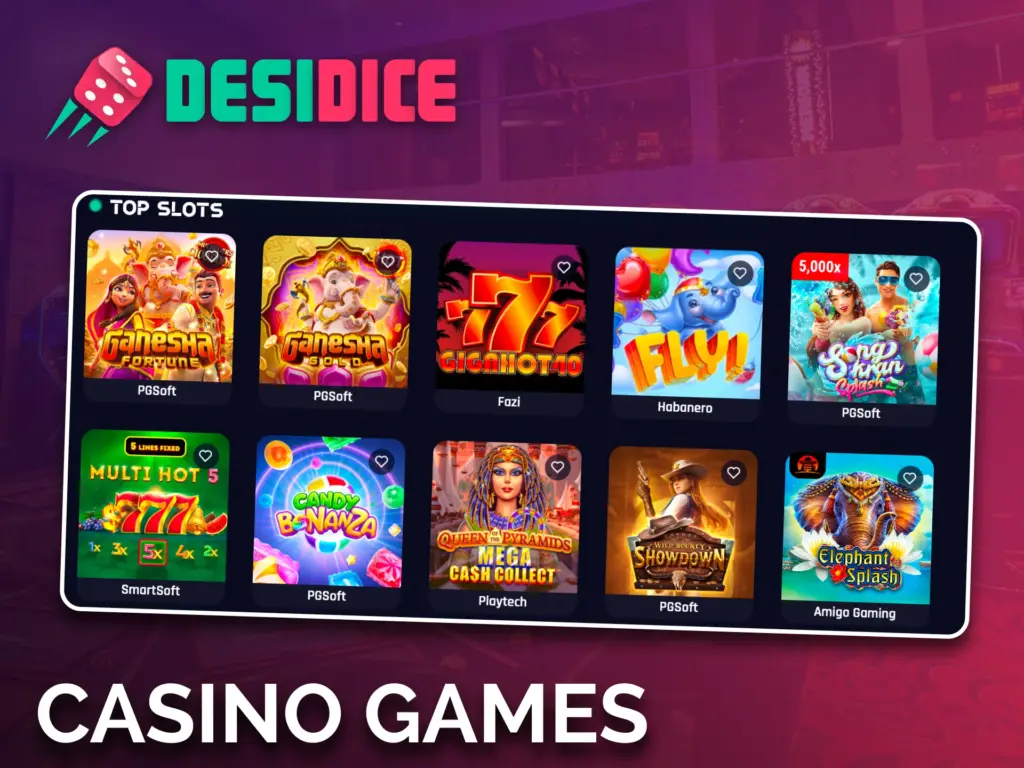 Switch between slots, crash, and live games instantly at Desidice Casino.