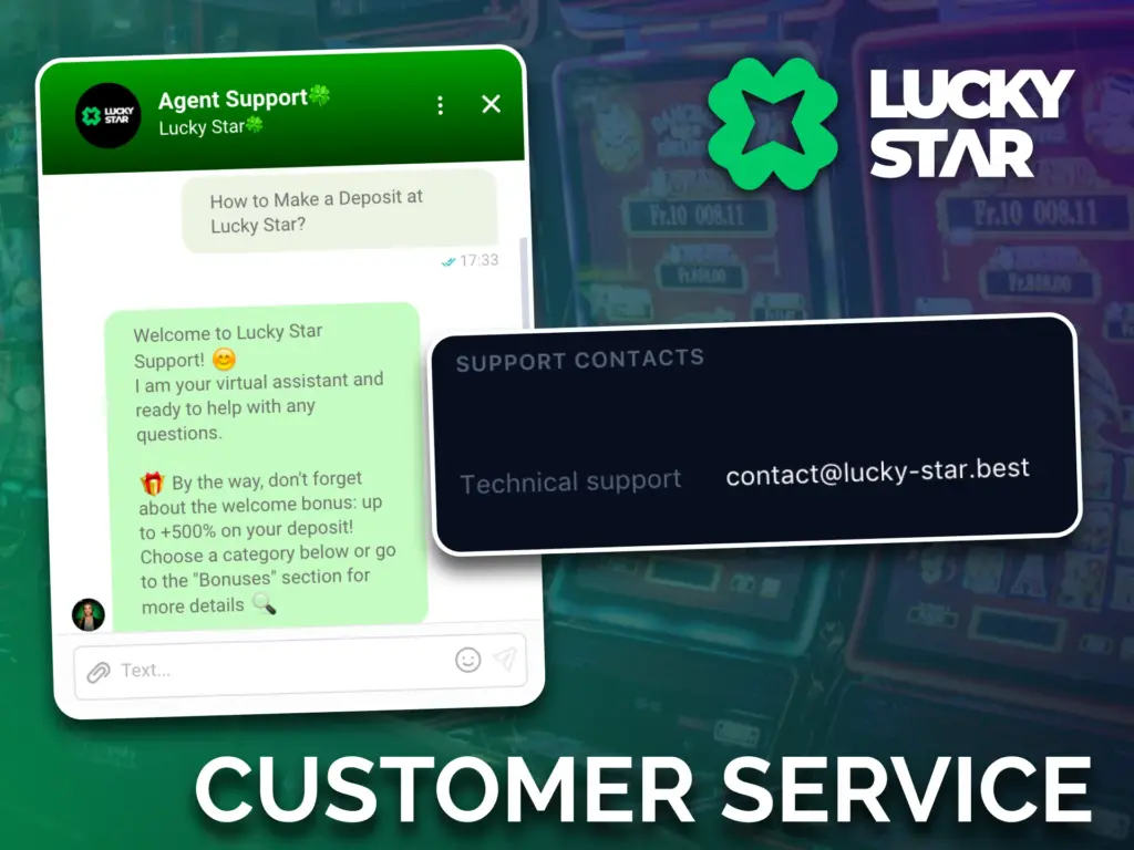 Reach Lucky Star support anytime, use live chat or email for quick assistance.