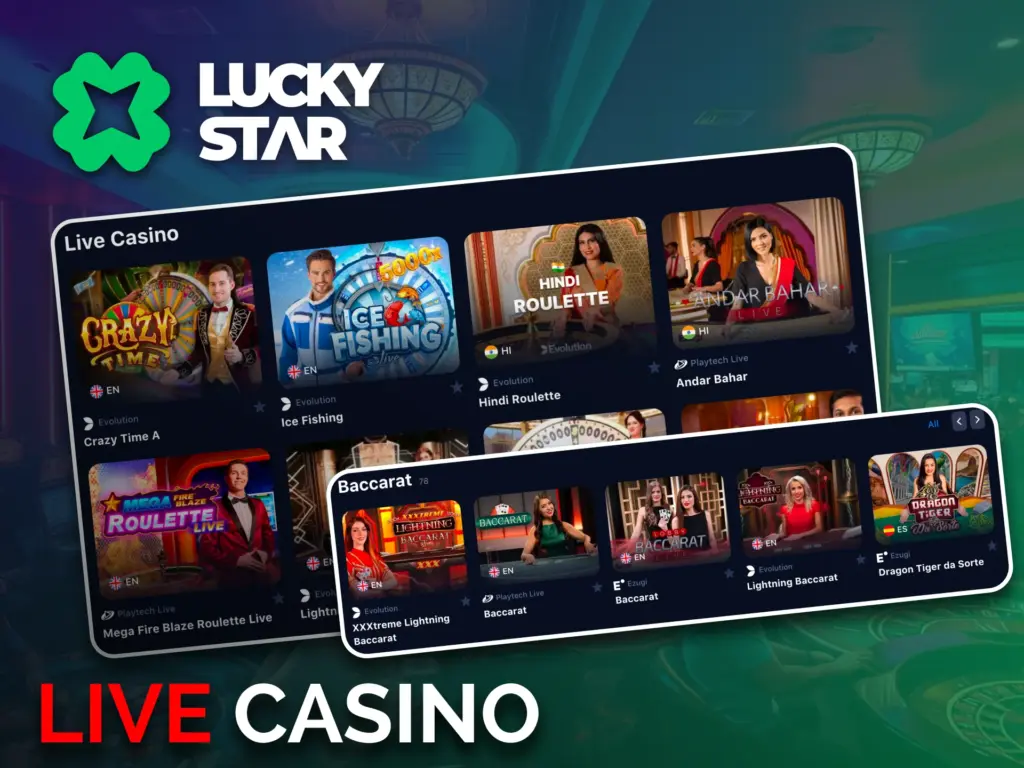 Join Lucky Star live casino, play with real dealers and enjoy top tables.