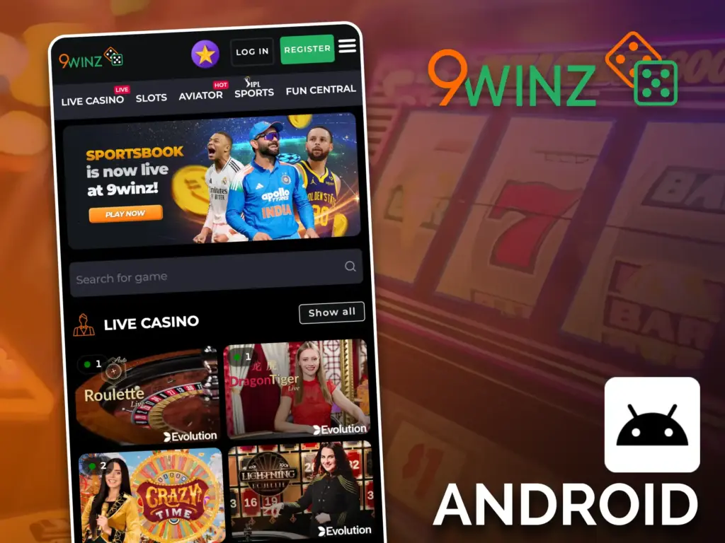Open the 9winz mobile file on Android, and join the action.