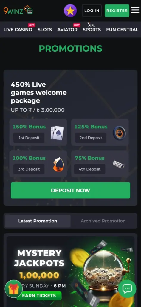 View the latest promotions at 9winz, and claim your big bonus.