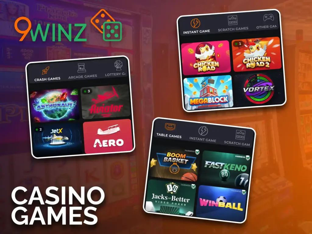 Discover the 9winz casino games collection, and play your favorites.